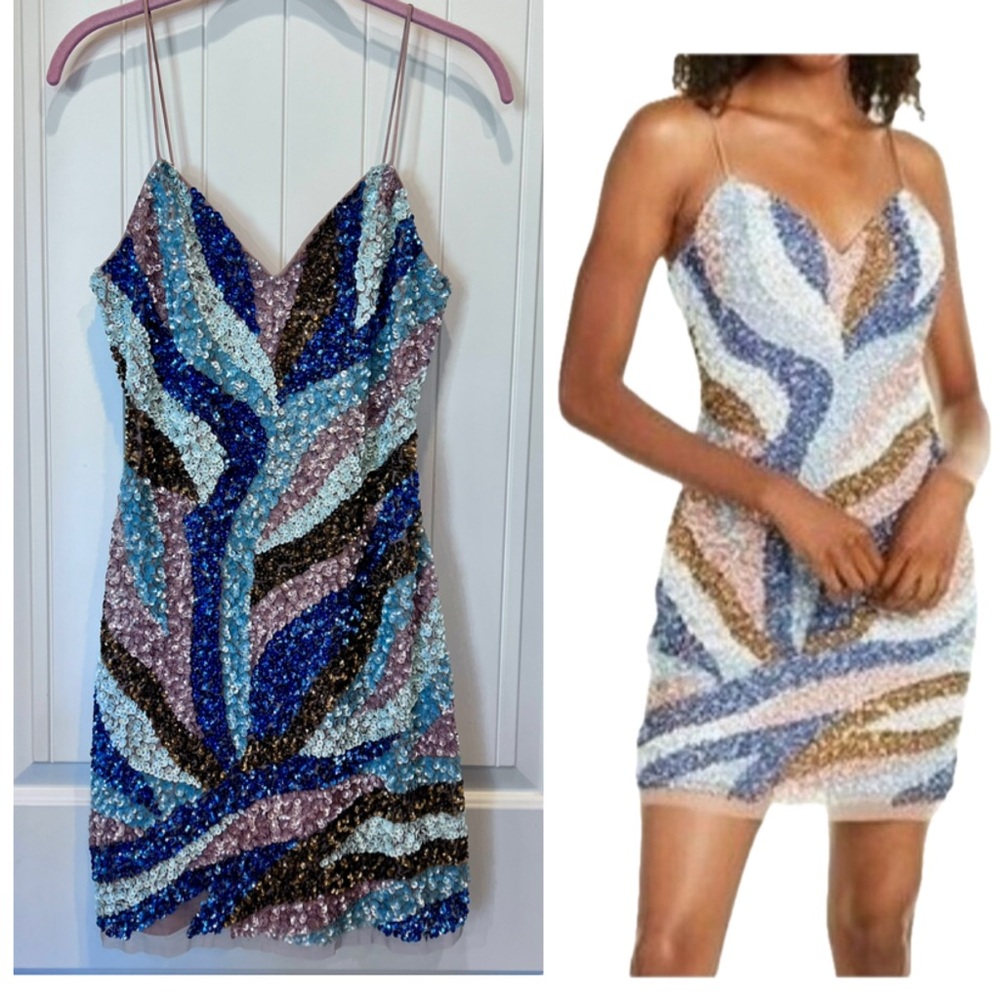 Aidan Mattox Multicolor Sequin Mini Dress Sz 6